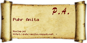 Puhr Anita névjegykártya